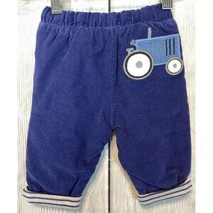NWT Baby Boden 0-3 Month Cuffed Corduroy Embroidered Tractor Pants